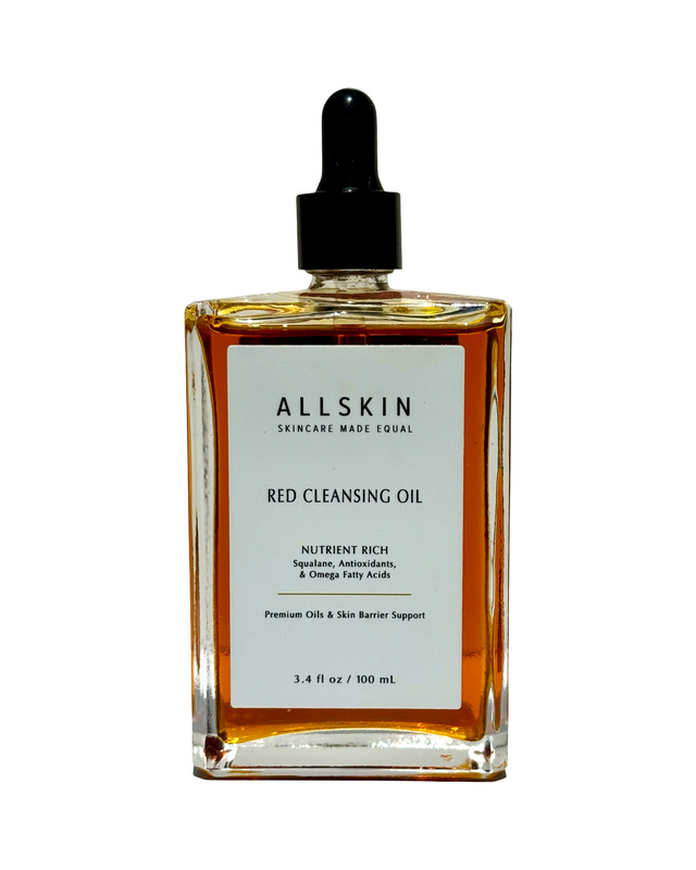 ALLSKIN Red Cleansing Oil facial cleansing oil bottle with squalane and botanical oils